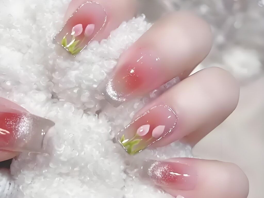 Spring Nail Art Inspiration: Blossoming Cherry Blossoms and Tulips on Your Fingertips