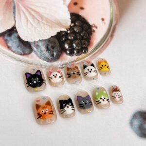 详情1 Cute short nail press-on - pure hand painting