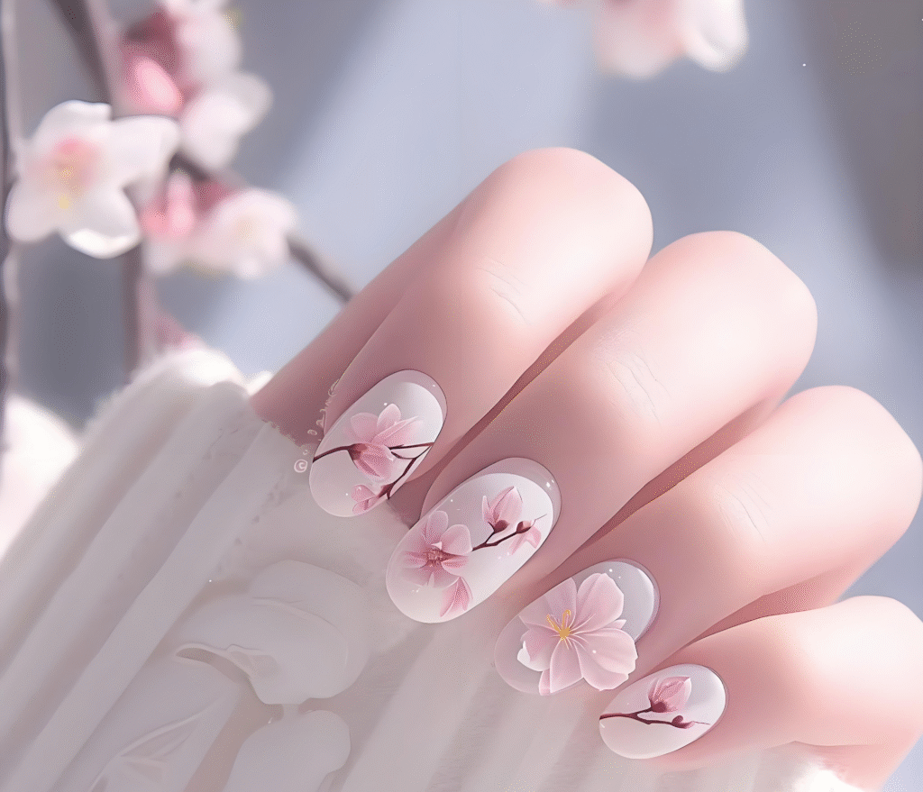 Japanese Nail Art Inspiration: The Blossoming of Cherry Blossom and Washi Elements on Fingertips